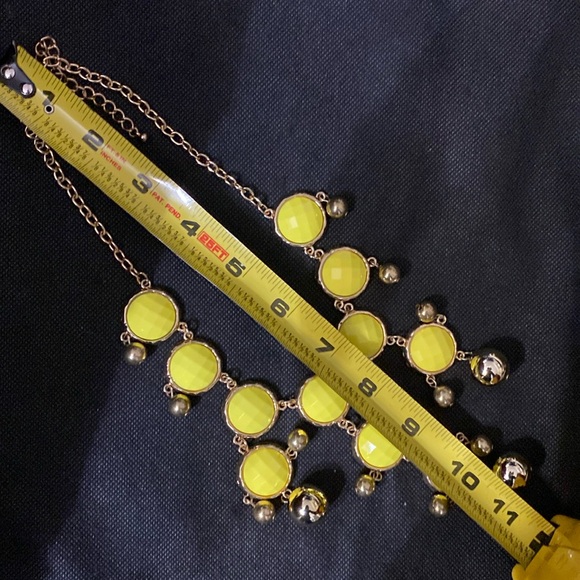 Maurices Acrylic yellow button beads with gold tone beads necklace - Picture 4 of 6